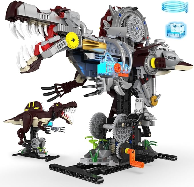 Mechanical Spinosaurus Dinosaur Building Set with Lights Rotatable Components &amp Display Stand STEM Building Set for Boys 8-14 Home Office Decor for Adults Mechanical Enthusiasts（742PCS）
