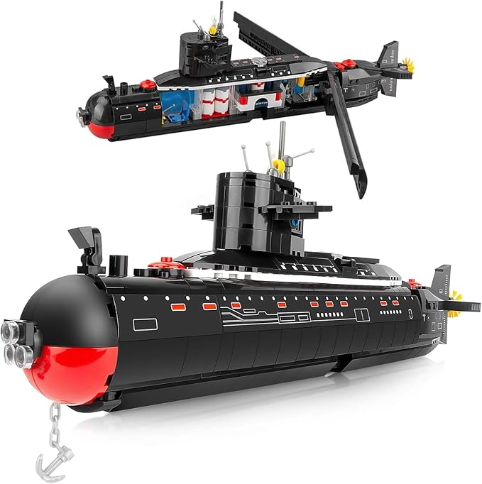 Finger Rock Nuclear Submarine Building Set WW2 Historical Military Series Submarine Model Set Collection Birthday Gifts Toy for Teens and Adults 14+ (519 Pieces)