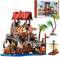 Viking Medieval Pirate's Bay Market Ship Wharf Building Set House Building Block Toy Medieval Architecture Bricks KitGift for Women or Adult 856pcs