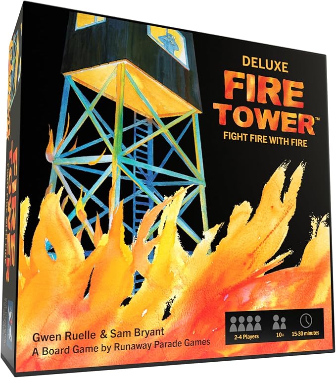 Runaway Parade Games Fire Tower Board Game Deluxe Edition- Fight Fire with Fire in This Fast-paced Competitive Strategy Game | Easy to Learn | 10+ | 15-30 min