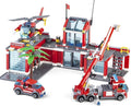 QLT QIAOLETONG City Fire Station Building Kit 774 Pcs Building Set Including Fire Station Fire Truck Fire HelicopterFire Fighter City Building Blocks STEM Toys Gift for Boys 6-10 Years Old.