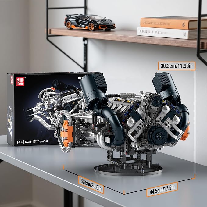 Mould King 10248 V8 Engine Model That Works Build Your Own Cars Combustion Battery/Motor Blocks Sets for Adults 14+ STEM Toy Gift for Display Collection(3192 Pcs)