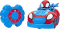 Jazwares Marvel Spidey and His Amazing Friends Web Crawler RC - Remote-Controlled Vehicle - Features Built-in Super Hero with 4 Controller Functions Blue &amp Red