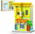 City Burger Shop Building Set Tiny House Building Blocks Decor Model Kit MOC Street View House for Adults Teens Age 14+ TV Fans (342 PCS)