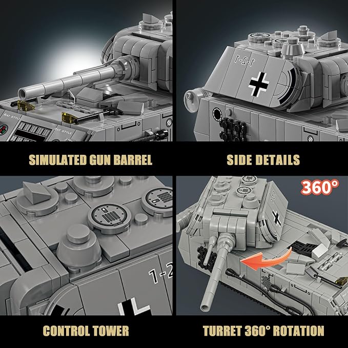 Panzer VIII Maus Building Set for Adults-Compatible with Lego Military Tank Collectible Army Model Gift Ideal for Military Enthusiasts (802 PCS)