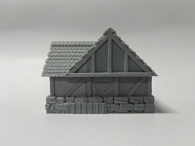 Paintable Tabletop Miniature Little Town Building Terrains Compatible with RPG War Games - 18mm Scale Dioramas Building Set Scenery with Medieval Architecture Style by HAUTICO (HVillageHouses1-1)