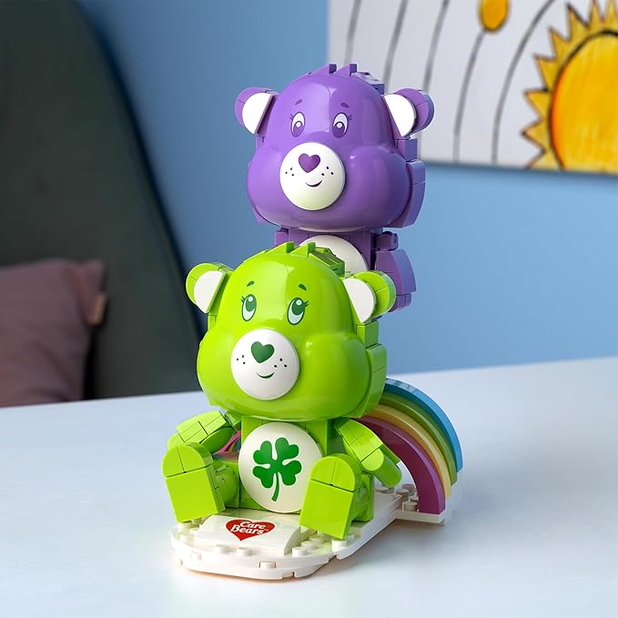Brickcraft Care Bears Good Luck Bear &amp Share Bear Building Set 336 PCS Construction Toy for Kids Ages 8+ Collectible Rainbow Figures Gift Idea for Girls and Boys Birthday Christmas Holiday