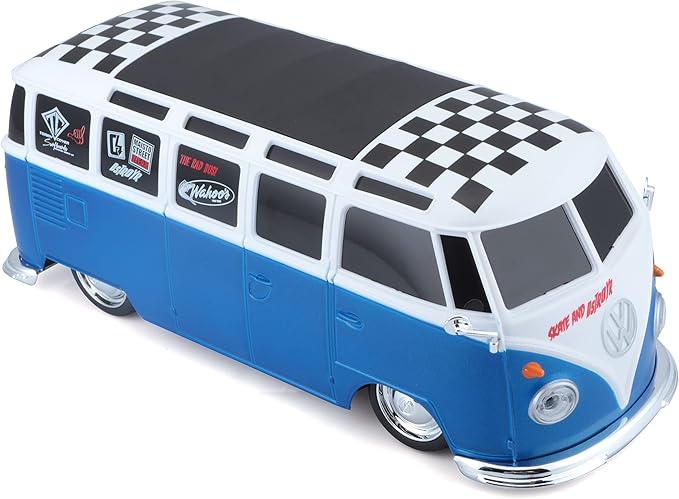 Maisto 1:24 RC VW Van Samba 2.4GHZ Remote Control Vehicle White/Blue (81529-00000009)