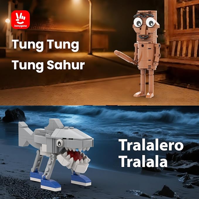 Italian Brainrot Building Set Viral Meme Building Kit Include Tralalero Tralala Tung Tung Sahur Bombardiro Crocodilo Chimpanzini Bananini BRR BRR Patapim Boneca Ambalabu Lirili