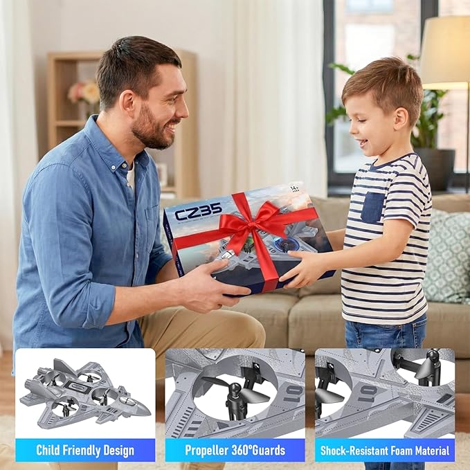 RC Plane Remote Control Airplane Drone for Kids Ages 8+ RC Planes Foam Airplanes for Adults Kids Fighter Jet Toy with Lights 360°Flip and 3 Speed Modes Airplane Toys Gifts for Teenage Boys