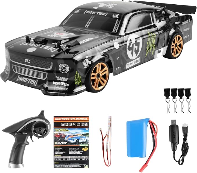 GoolRC RC Drift Car 1:18 Scale Remote Control Car?2.4GHz 4WD 30KM/H High Speed Racing Cars with LED Light Strip and 1 Battery for Adults