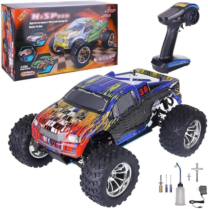 1/10 Nitro RC Truck 80KM/H Fast Nitro Gas Power Car 4WD Hhigh Speed Off Road Climbing Truck Buggy for Adult 18CXP Gas-Engine Remote Control Truck RTR Hobby Racing Vehicle Short Course Crawler