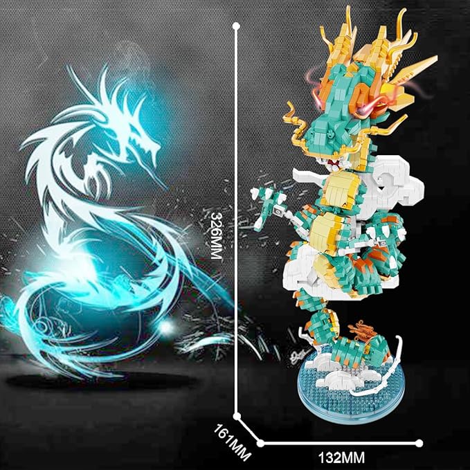 Dragon Series Auspicious Lucky Dragon Micro Building Blocks Set （2860PCS）-Building Set Model Toys Gifts for Kid and Adult