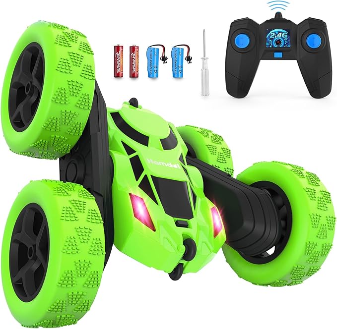 RC Stunt Car for Kids Ages 6–12 Double-Sided Remote Control Car with LED Lights 4WD Electric Toy Vehicle USB Rechargeable Perfect Birthday Holiday for Boys &amp Girls