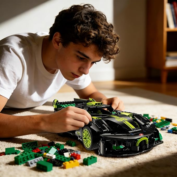1:14 Hypercar Building Set for Adults Sport Car Building Blocks Motor Enthusiasts’ Gift Vehicle Racing Car for Boys and Girls Age 8 9 10 11 12 13 14(910PCS-Non-motorized Version)