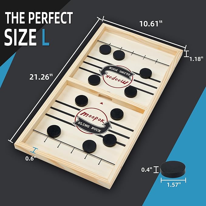 Fast Sling Puck Game - Fast Action Super Foosball Table Desktop Battle Slingshot Wooden Air Hockey Board Game -Guaranteed Fun for Family Game Night or Friends Party