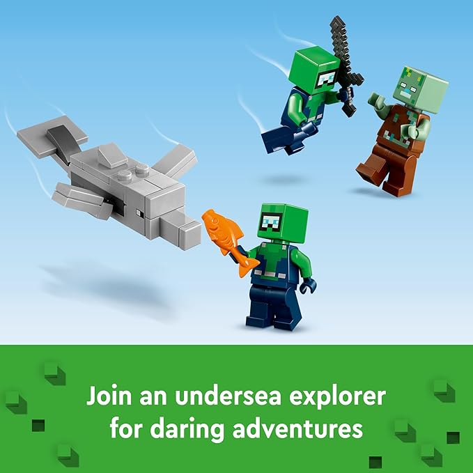 LEGO Minecraft The Axolotl House 21247 Building Toy Set Creative Adventures at a Colorful Underwater Base Includes a Diver Explorer Dolphin Drowned and More Minecraft Toy for 7 Year Old Kids