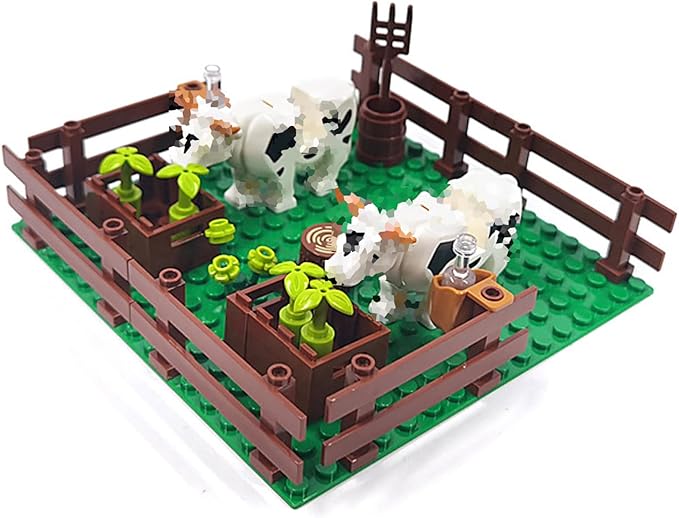 Farm Animals Zoo Building Block Set A Farm Animal Building Toys Sheep Horse Farm Chicken Coop Panda Giraffe Cowshed Duck Pond Compatible with Lego 853792 Accessory for Ages 6-12