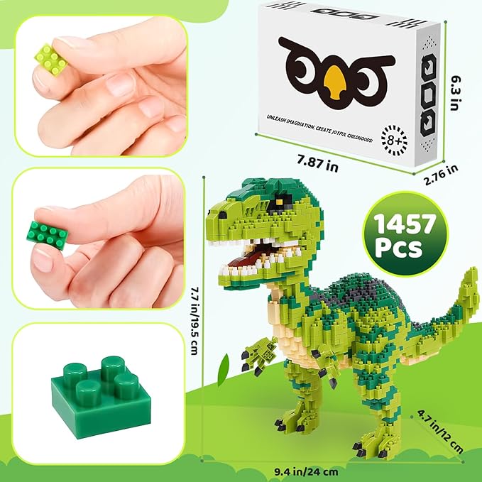Jurassic Dinosaur Building Blocks Set Dinosaur Velociraptor Micro Mini Blocks Building Toys Dinosaur Model Decor Ideas Birthday Gifts for 8 9 10 11 12 13 14+ Year Old Boys Teens Adults