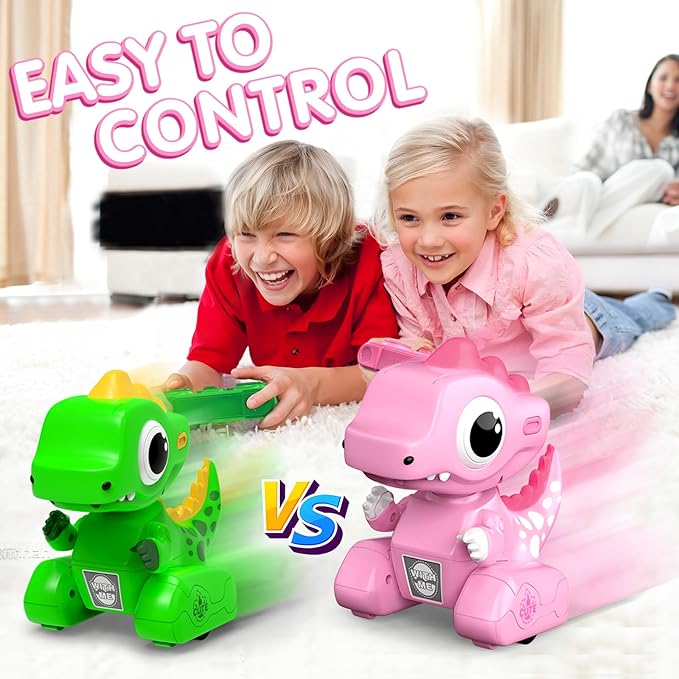 Remote Control Car Pink Dinosaur Toy 2.4GHZ Remote Control Girls Dinosaur Toys Pink RC Drifting Car Recording and Repeating LED Lights Eyes Music RC Cars Toys for Kids Boys Birthday Gift