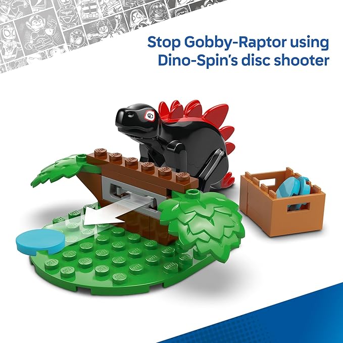 LEGO Marvel Spidey and His Amazing Friends Spidey and Gobby's Raptor Battle at Tree House HQ - Dinosaur Building Toy for Kids Boys and Girls Ages 4+ - Preschool Pretend Play Set - Gift Idea - 11200