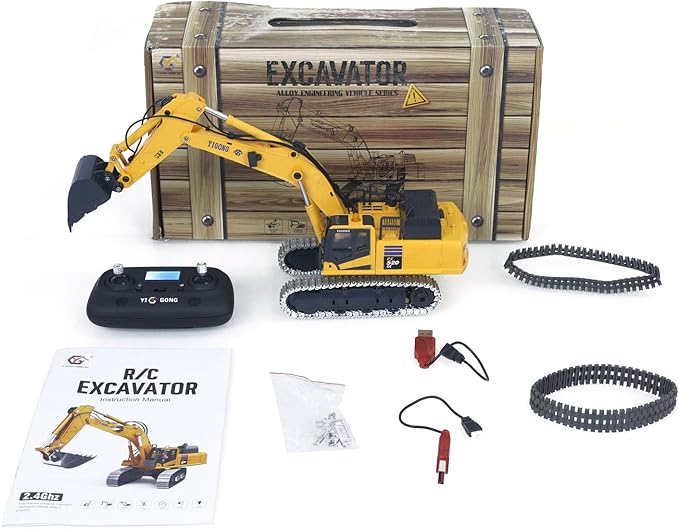 TOUCAN RC HOBBY 1/50 RC Digger PC520 Electric Lifting Radio Control Excavator Engineering Vehicle Metal Tracks Lights Sound Small Collection for Ages 14+