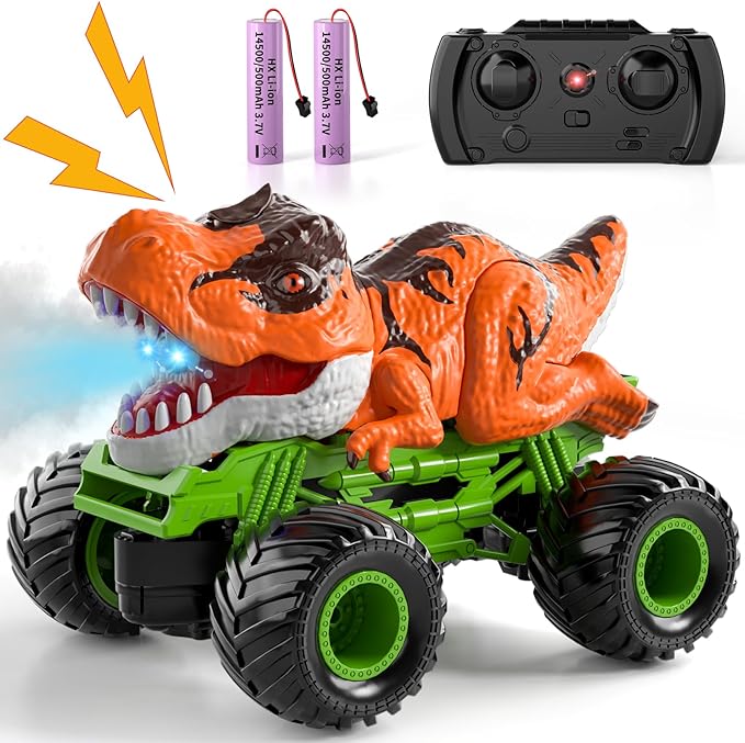 Bennol Remote Control Dinosaur Car for Boys Kids 2.4Ghz RC Dinosaur Truck Toys for Toddlers Electric Hobby RC Car Toys with Light &amp Sound Spray Birthday Gift for 3 4 5 6 7 8 Year olds Kids Boys