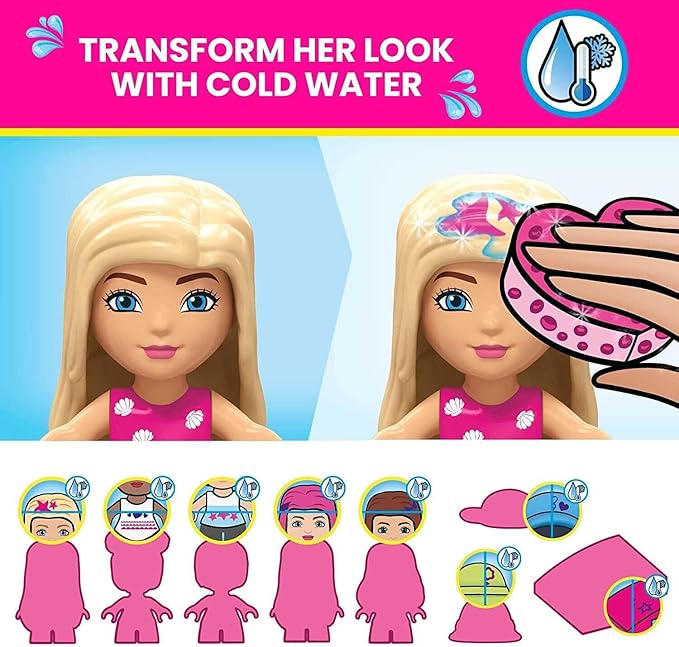 MEGA Barbie Color Reveal Building Toys Set DreamHouse with 545 Pieces 5 Micro-Dolls 6 Pets and Accessories 30 + Surprises Kids Ages 6+ Years