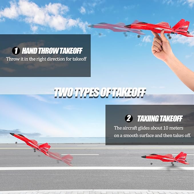 Remote Control Airplane for Ages 14 Years and Up 2 Channels Foam RC Planes Jet Wireless ToyHobby RC Aircraft Glider for Beginners Teen Adult Red
