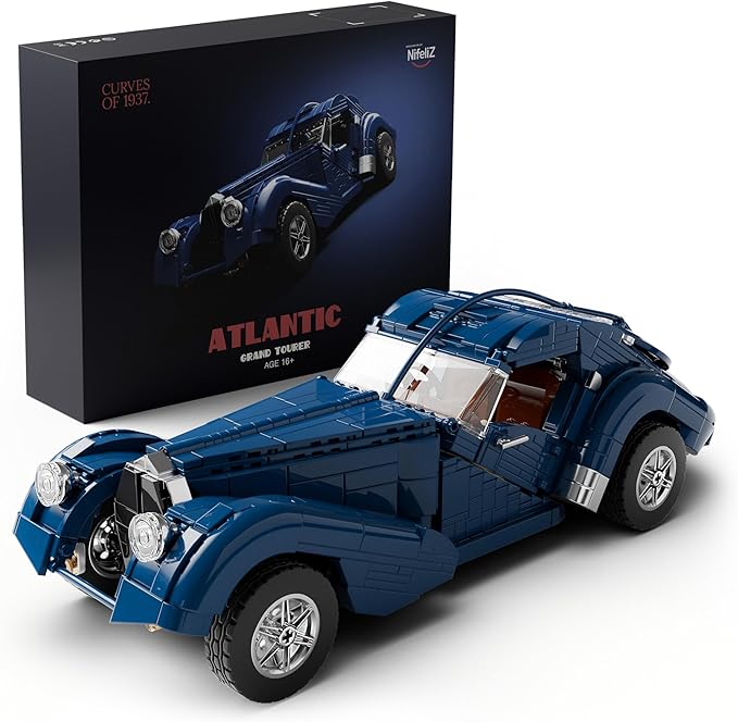 Nifeliz Atlantic Sports Car Building Set for Adults 1:14 Scale Vintage Grand Tourer Model Set Collectible Classic Vehicle Building Model Gift for Car Lovers (1127 PCS NF10320)