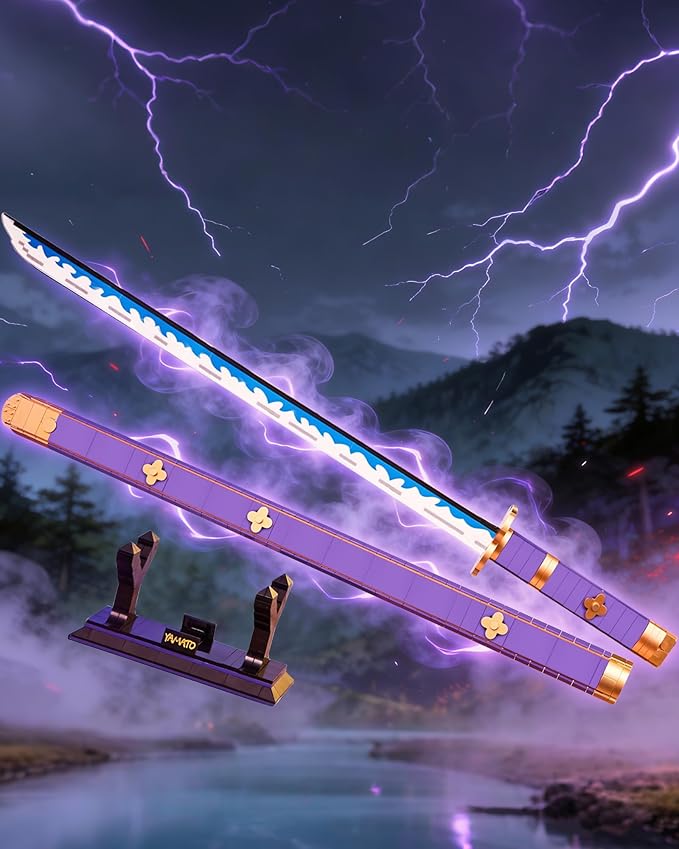39in Sword Building Block Sets Compatible with Lego Set 936PCS Roronoa Zoro Yamato Samurial Sword with Scabbard and Stand for Boys Adults 8 9 10 11 12 13 14