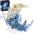 Blue Moon Flower Building Set Botanical Collection Crescent-Shaped Artificial Flowers Building Blocks Kit Compatible with Lego for Adults Home Décor Wall Art Decoration