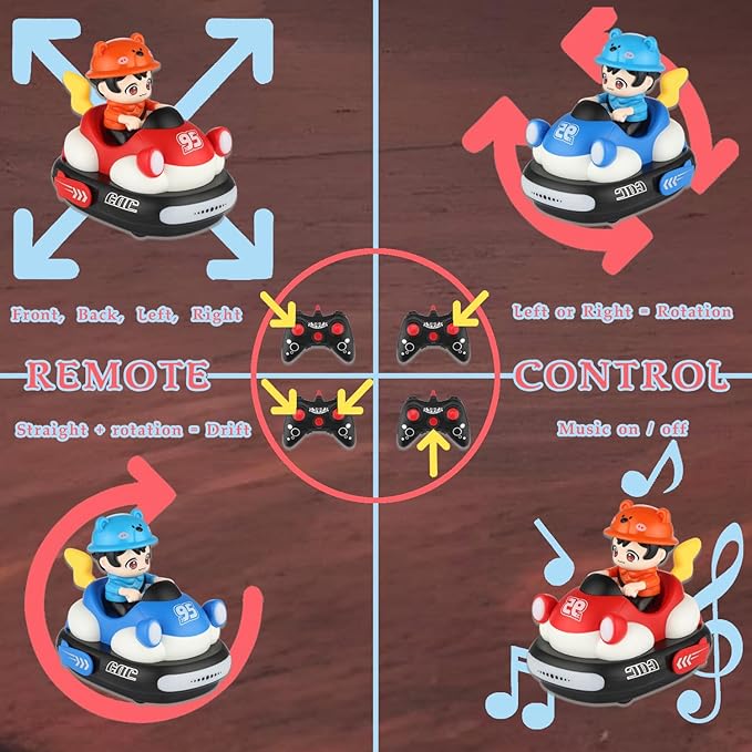 2Pcs RC Bumper Cars Toys with Ejector Rechargeable Remote Control Collision Cars LED Light-Up Battle Racing Game for Kids Ages 3–8 (Parental Guidance) Fun Gift for Boys &amp Girls