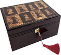 HPL Large High Gloss Cherry and Burlwood Color Locking Chess Storage Box for up to 4 3/4 inch Men Set