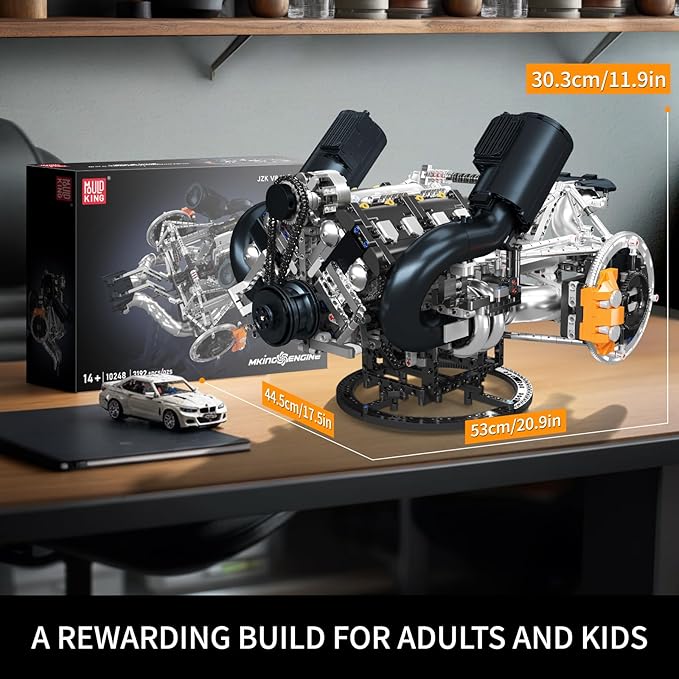 Mould King V8 Engine Building Blocks Sets V8 Engine Model kit Build Your Own STEM Model Engine 8-Cylinder Car Engine Building Engineering Toys for Age 14+/Adults Collections(3192+PCS)