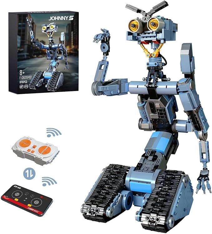 iATOM 1176 Pieces Johnny 5 Robot Building Set with Remote Control - Rechargeable Gift for Adults Men STEM Tech Movie Robotic Figure Model Kit