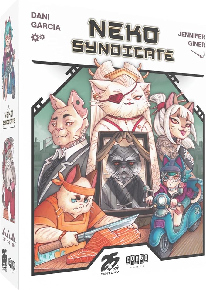 25th Century Games Neko Syndicate Board Game Strategic Tableau-Building Card Game 1-4 Players Ages 14+ 30 Min Playtime Solo Mode Sushi Theme