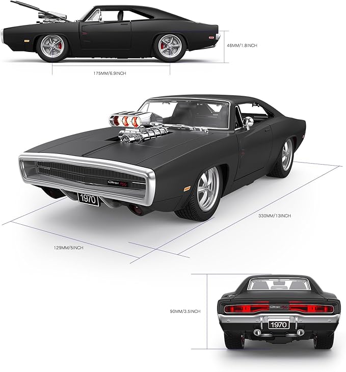 RASTAR RC Cars 1:16 Fast &amp Furious 1970 Dodge Charger R/T Remote Control Car Toy Muscle Cars for Boys Matt Black 2.4G