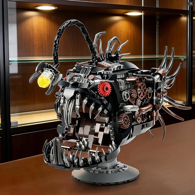 Mechanical Lantern Fish Building Set Compatible with Lego for Adult Creative Ocean Perfect as an Office or Home décor for Adults(1038PCS)