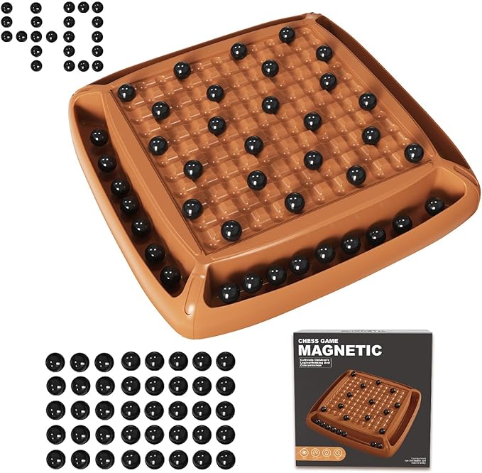 Magnet Game Magnetic Game Chess 40 Piceses Family Games for Kids and Adults Board Game for Kids 8-12 Family Games Night 2-4 Players Gifts for Teens Kid (Brown)