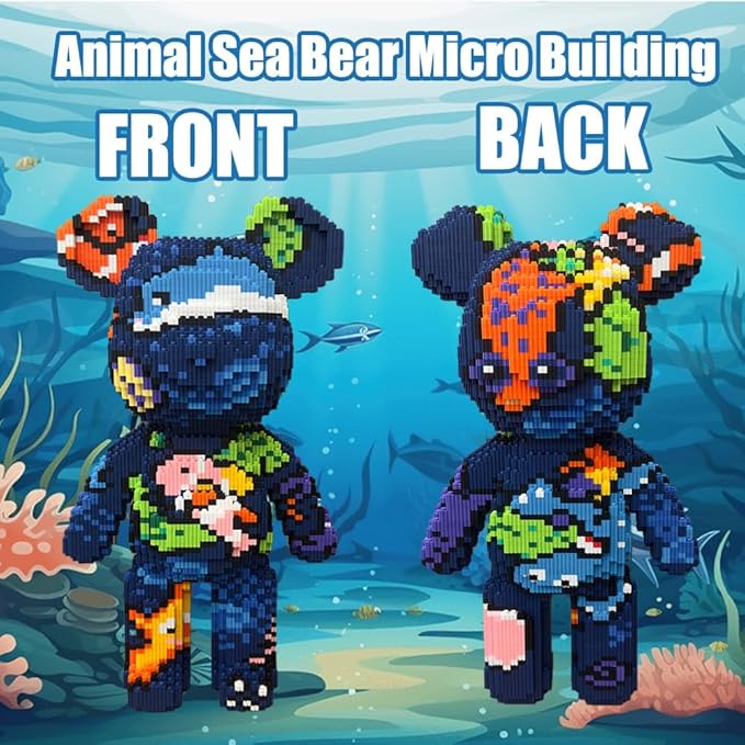 Teddy Blocks Bear Micro Building Blocks Set (6880 Pieces) Underwater World Brick with Storage Drawer Gift for Adults and Kids