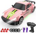 Remote Control Car RC Drift Car 2.4GHz 1:20 Scale 4WD 20KM/H High Speed Remote Control Cars Vehicle with LED Lights Drifting Tire 2Pcs Rechargeable Batteries Toy Cars for Adults Boys Girls (Pink)