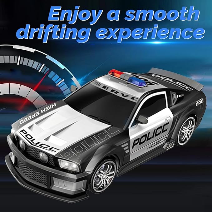 GoolRC 1:12 Scale RC Drift Car 2.4GHz Remote Control Police Vehicle with Lights and Siren 4WD Drift GT RC Cars Vehicle High Speed Racing Drifting Car Gifts for Teen Adults