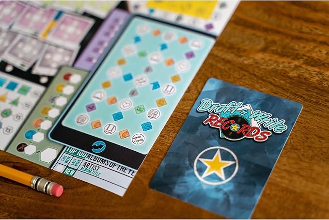 Inside Up Games Draft &amp Write Records | Music Board Game Card Drafting | Draft Your Band Tour The World Top The Charts | for 1 to 6 Players | for Ages 10 and Up | 30-40 Minute Playtime