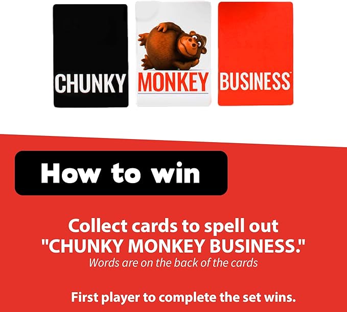 Chunky Monkey Business Funny Fill-in-The-Blank Word Guessing Brain Teaser Party Game for Game Nights Family Fun and Groups Ages 10+