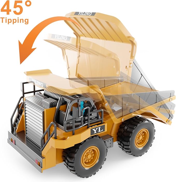 Dwi Dowellin Remote Control Dump Truck Toys for Boys 4-7Construction Rc car with Lights/Sounds for Kids Age 8-12 Year OldIdeal for Boys Age 3+