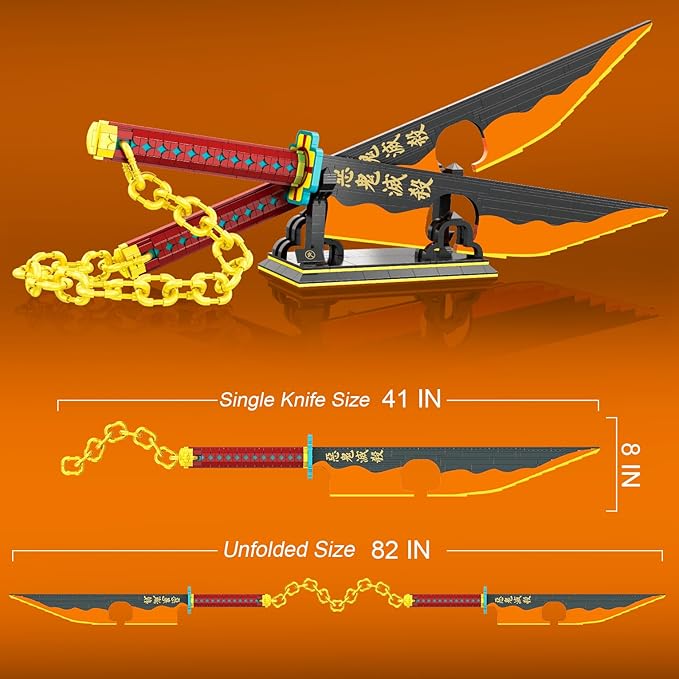 1478pcs 82inch for Sword Building Block Model Samurai Sword Set with Scabbard and Stand Best Gift for Anime Fans
