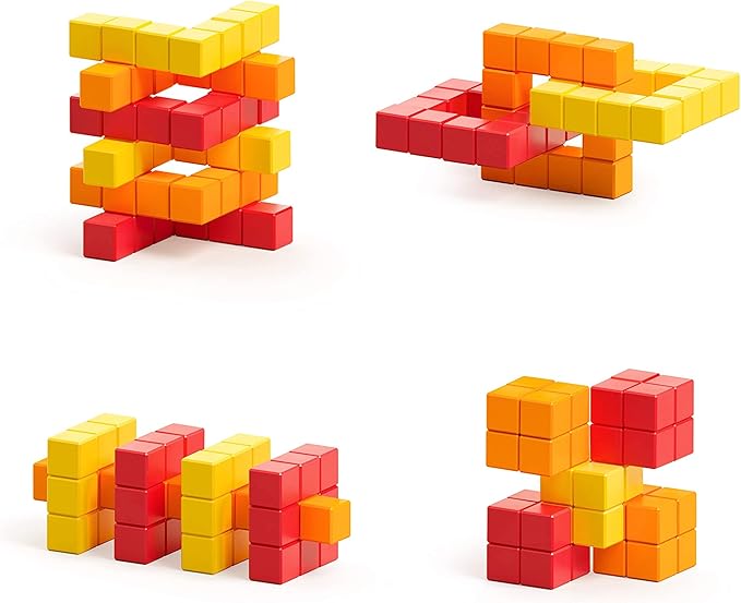PIXIO Lava - Tiny Magnetic Blocks Building Toy in The Pixel Art Style with Free App - 5/16 Plastic Cubes with 6 Magnets Inside - Open Ended Toy - Creativity Toy for Ages 6+ - 60pcs