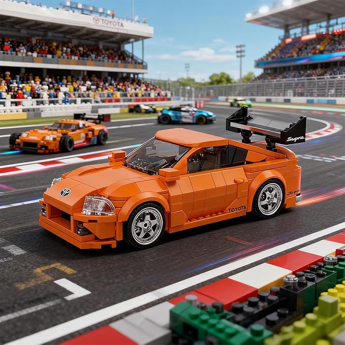 Toyota Supra Toy Car Building Blocks Car A80 Building Toy for Kids with Display Case 1:32 Scale Model Sports Car Building Set for Kids Ages 14+ &amp Racing Fans - Gift Idea for Birthdays (439 PCS)