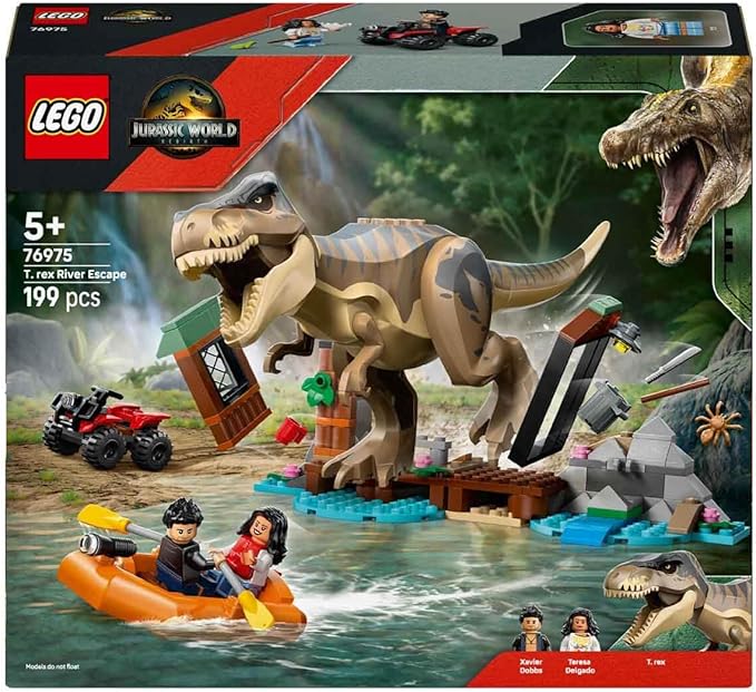 Lego 76975 Jurassic World T-Rex River Escape Toy Birthday Present Blocks Educational Boys Girls Children 5 6 7 8 Years Old Dinosaur Battle Robot